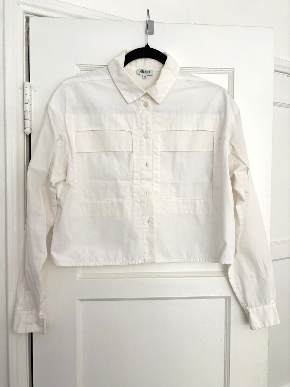 Kenzo Paris Cropped White Button-up Shirt